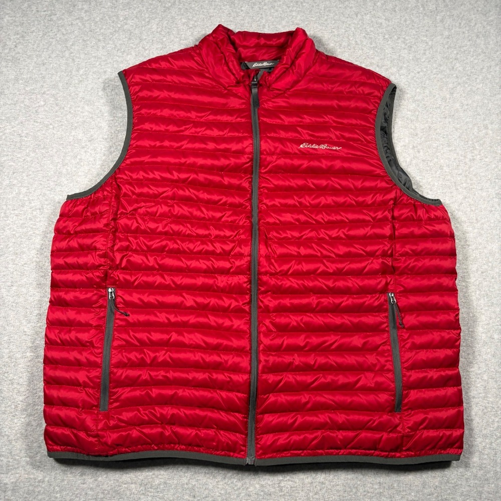 Eddie Bauer Travex Down Vest Mens XL? Red EB700 Puffer Sleeveless Jacket